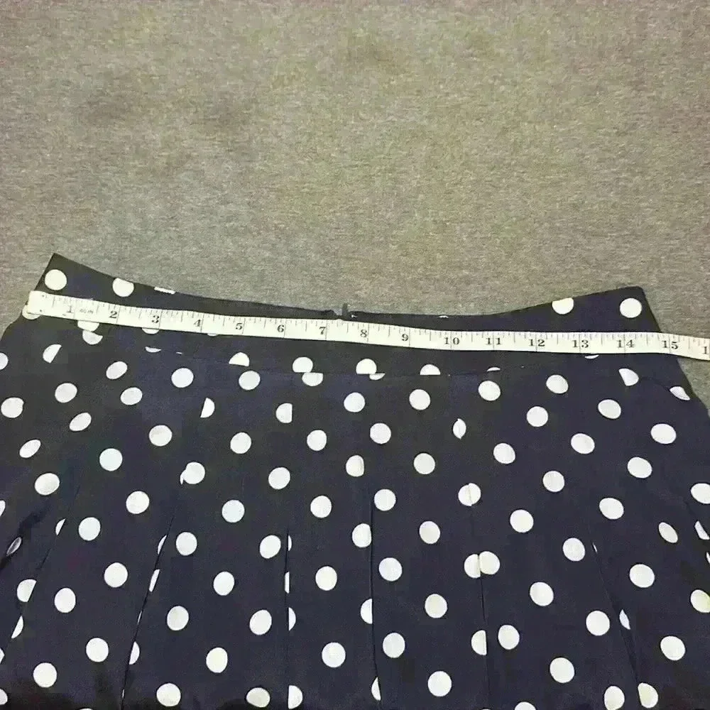 J. Crew Navy/Cream Polka Dot Pleated Midi Skirt. Lined. Women’s Size 2